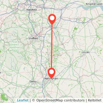 Doncaster Nottingham bus map