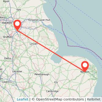 Doncaster Norwich train map