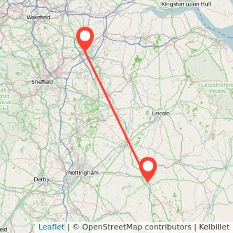Doncaster Grantham train map