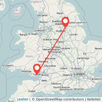 Doncaster Cardiff train map