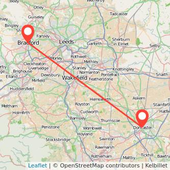 Doncaster Bradford train map