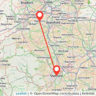 Dewsbury Sheffield train map