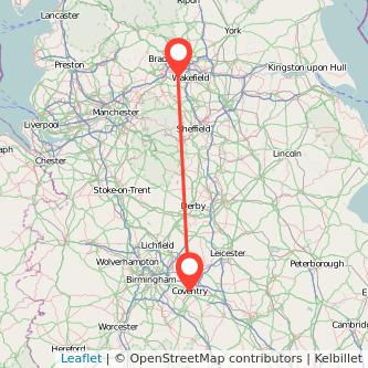 Dewsbury Coventry train map