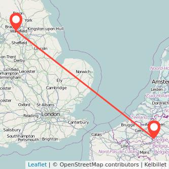 Dewsbury Brussels train map