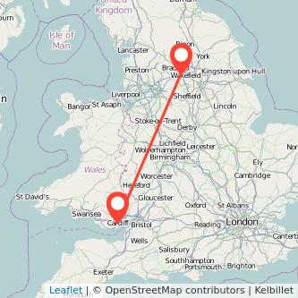 Dewsbury Cardiff train map