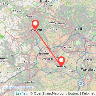 Dewsbury Bradford train map