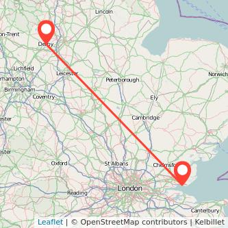 Derby Southend-on-Sea bus map