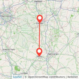 Derby Sheffield bus map