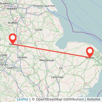 Derby Norwich train map