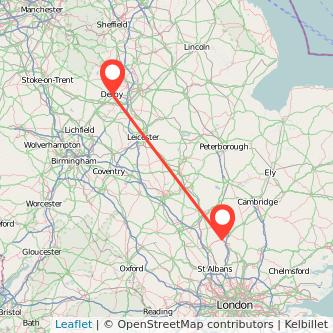 Derby Hitchin bus map