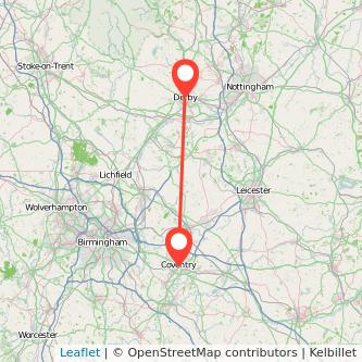 Derby Coventry bus map