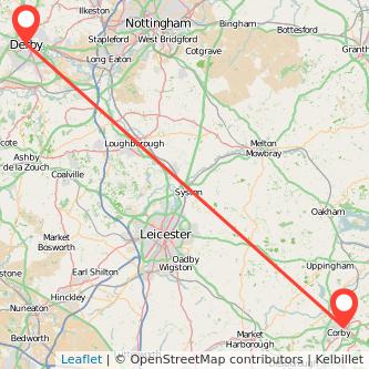 Derby Corby bus map