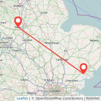 Derby Colchester bus map