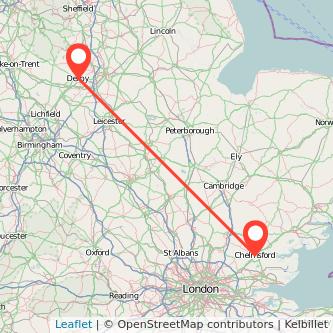 Derby Chelmsford train map