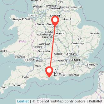 Derby Bournemouth bus map