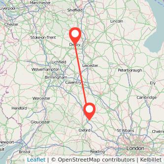 Derby Bicester bus map