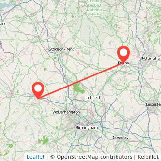 Derby Telford train map