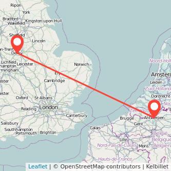 Derby Antwerp bus map