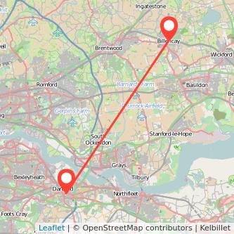 Dartford Billericay bus map