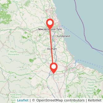 Darlington Newcastle upon Tyne bus map