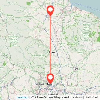 Darlington Leeds bus map