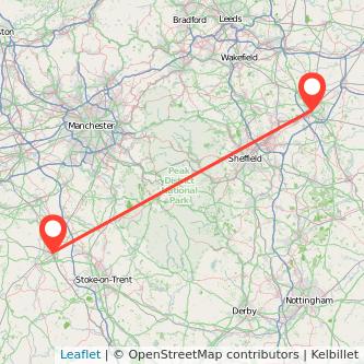 Crewe Doncaster train map