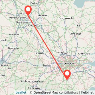 Crawley Tamworth train map