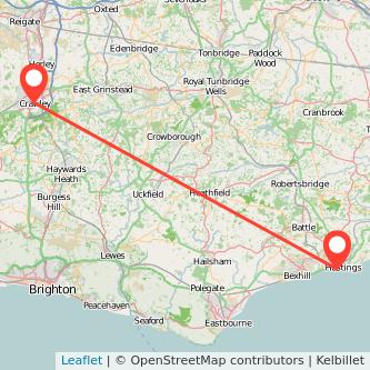 Crawley Hastings bus map