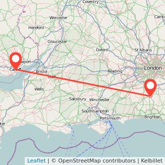 Crawley Cardiff bus map