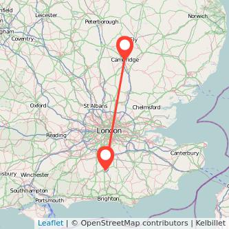 Crawley Cambridge bus map