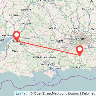 Crawley Bristol train map