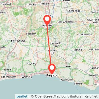 Crawley Brighton bus map