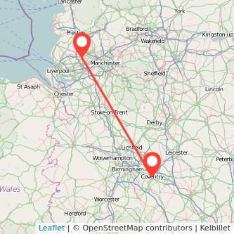 Coventry Wigan train map