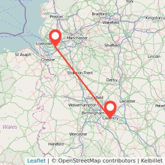 Coventry Widnes train map