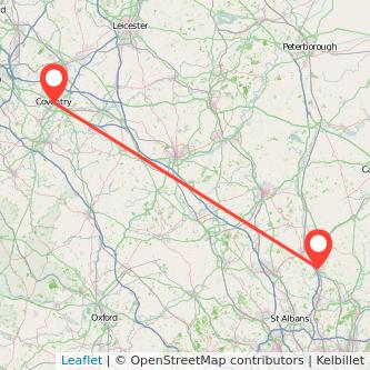 Coventry Stevenage train map