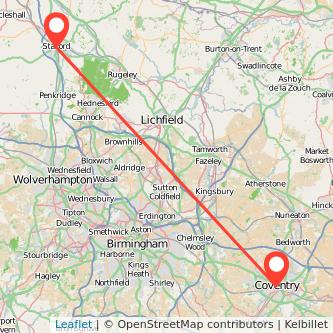 Coventry Stafford train map