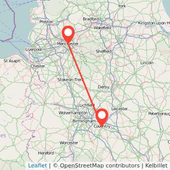 Coventry Manchester train map