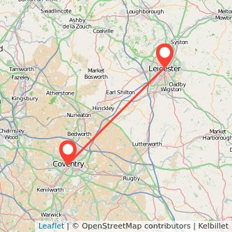 Coventry Leicester bus map