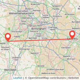 Coventry Kidderminster train map