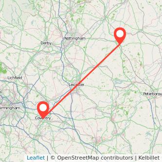 Coventry Grantham bus map