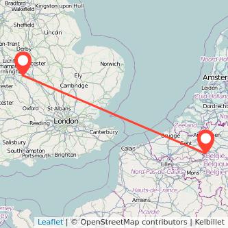 Coventry Brussels train map