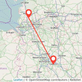 Coventry Chorley bus map