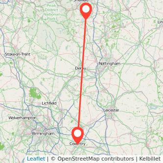 Coventry Chesterfield train map