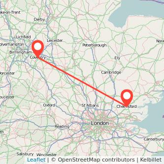 Coventry Chelmsford train map