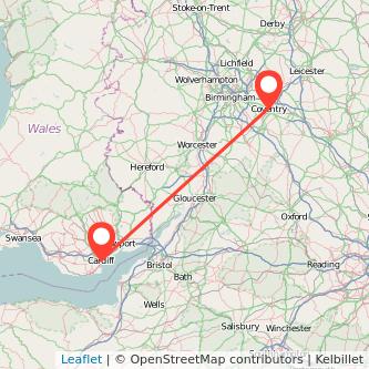 Coventry Cardiff train map