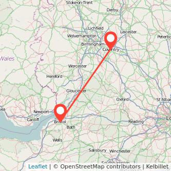 Coventry Bristol bus map