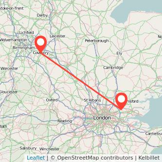 Coventry Brentwood train map