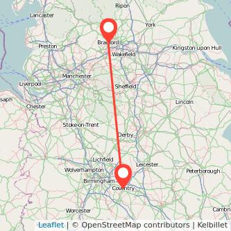 Coventry Bradford train map