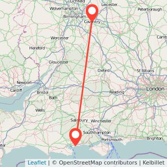 Coventry Bournemouth bus map