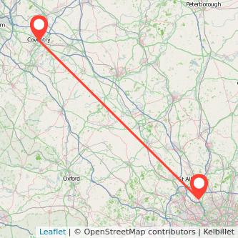 Coventry Borehamwood train map